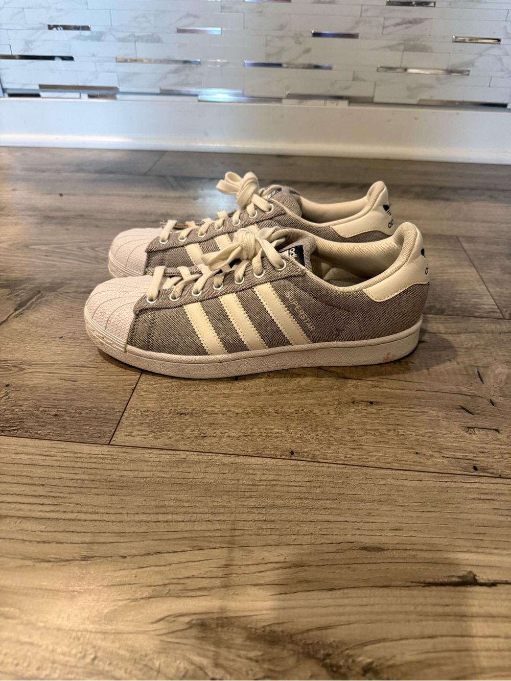 Adidas Superstar Sneakers – Gray & Off-White